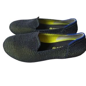 Rothys The Loafer Metallic Lattice Blue Lime Green Flats  Kids Size 2
